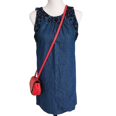 Old Navy Denim Sheath Mini Dress with Halter Neckline SP flaw