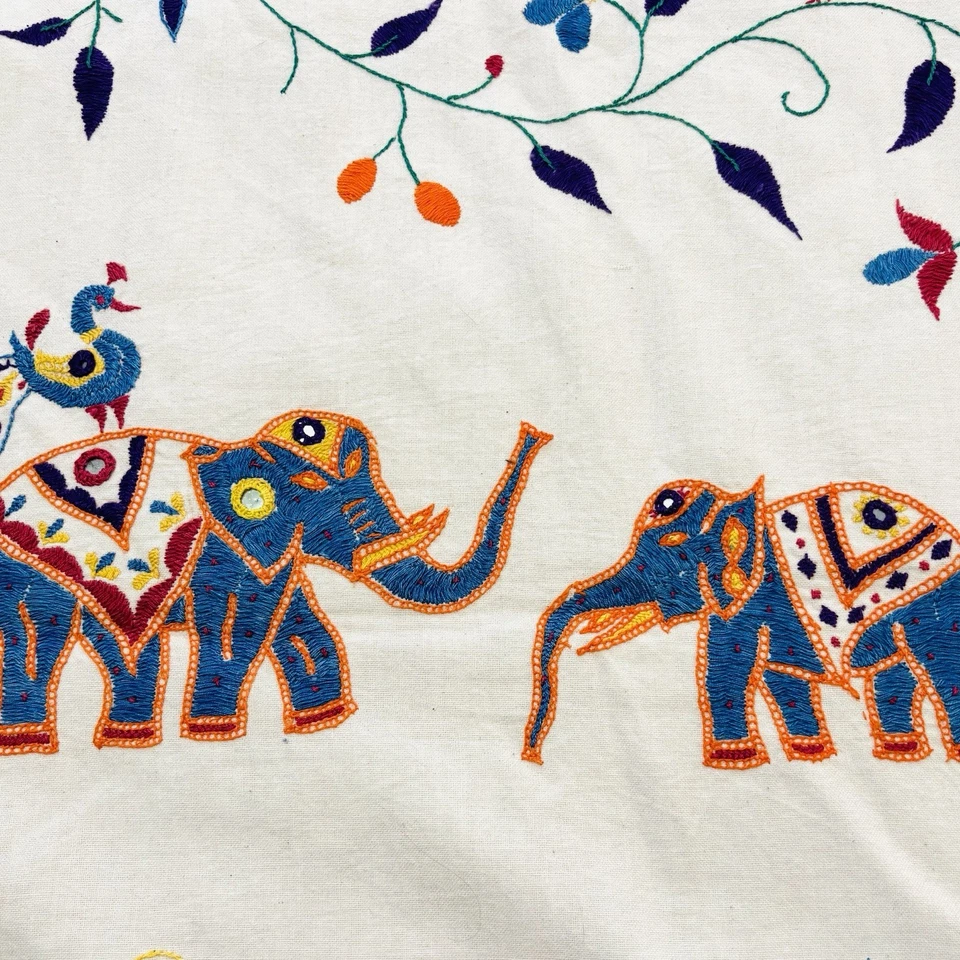 Ten Thousand Villages Bed Cover Tree Of Life Embroidered Boho Colorful 58” x 88” - Image 2 of 4