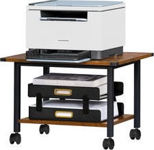 Lerliuo Under Desk Printer Stand, 2-Tier Industrial Mobile Printer Table with...
