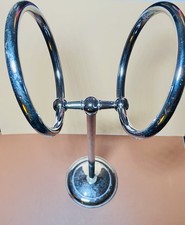 Chrome Towel Holder Stand with 2 Rings Bathroom Vanity Kitchen Women Organize
