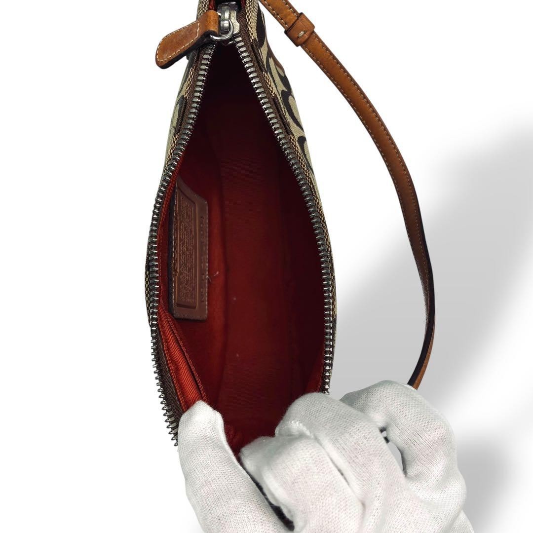 バッグ Coach Signature Demi mini Pouch Hand Bag Coach Signature Demi mini Pouch Hand Bag Canvas Leather Beige 6094