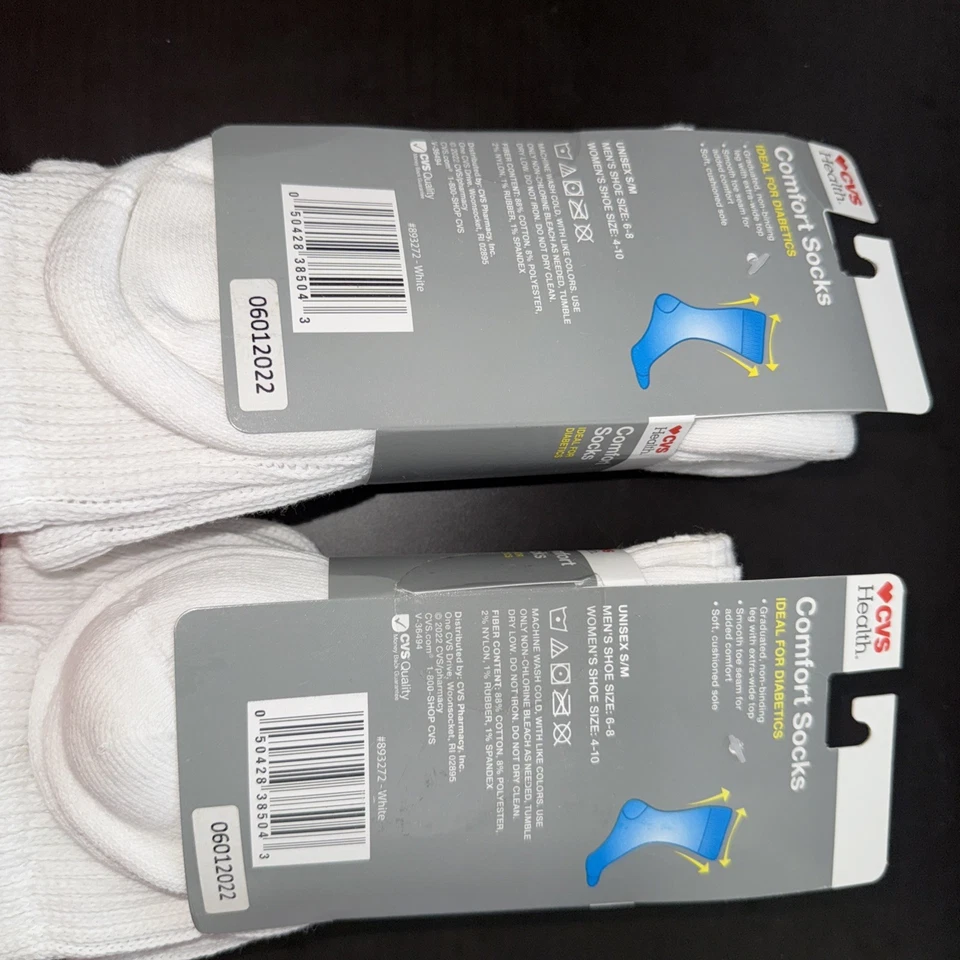 2 PACKS CALCETINES DIABÉTICOS CVS Health Crew Longitudes S/M total 4 pares Foto 3 de 4