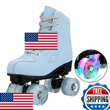XUDREZ Women's Sky Blue Frosted High-top Roller Skates for Beginners ABEC-9