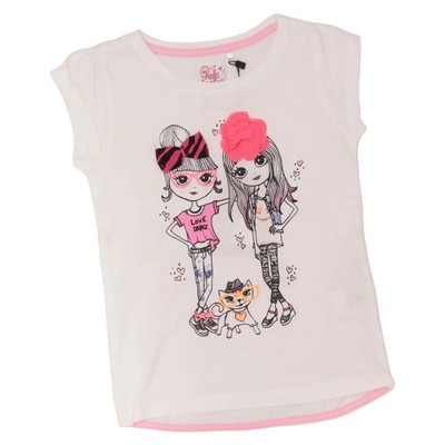 Hello Hello, T-shirt, Größe: 98, Weiß/Pink, Baumwolle, Print, Mädchen #2nB