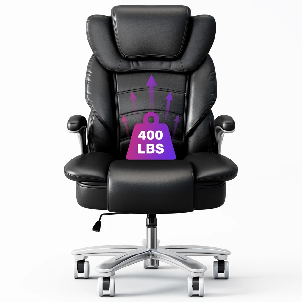 SOLFWAY Big Tall Executive Office Chair Ergonomic Leather Computer Desk Chair Heavy Duty