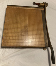 Vintage  INGENTO  Wood Paper Cutter Cast Iron Handle heavy duty