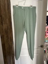 Azazie Men's James Matcha Green Structured Stretch Suit Dress Pants