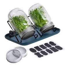 Sprouting Jar Kit Sprouting Growing Kit with Stainless Steel Stand and Tray