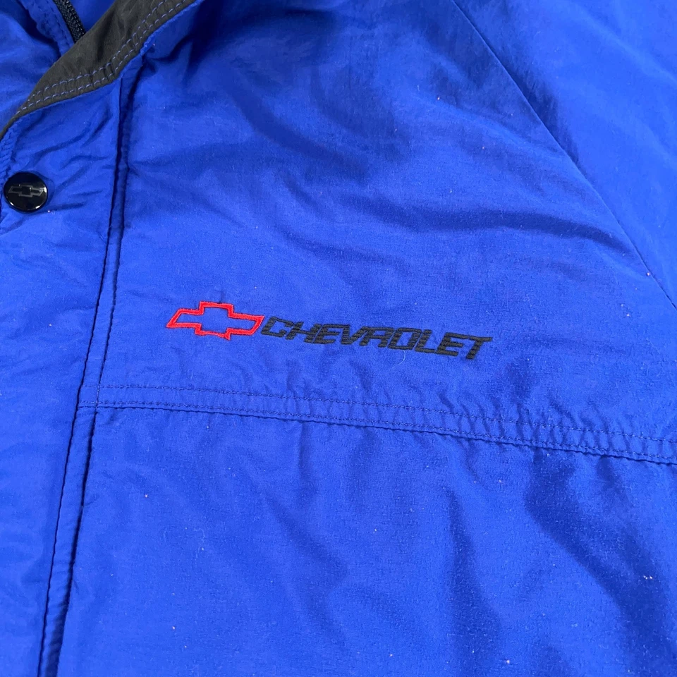 Vintage Chevy Jacket Mens Large Blue Insulated 90s Made In USA Chevrolet Bomber - Image 4 of 4