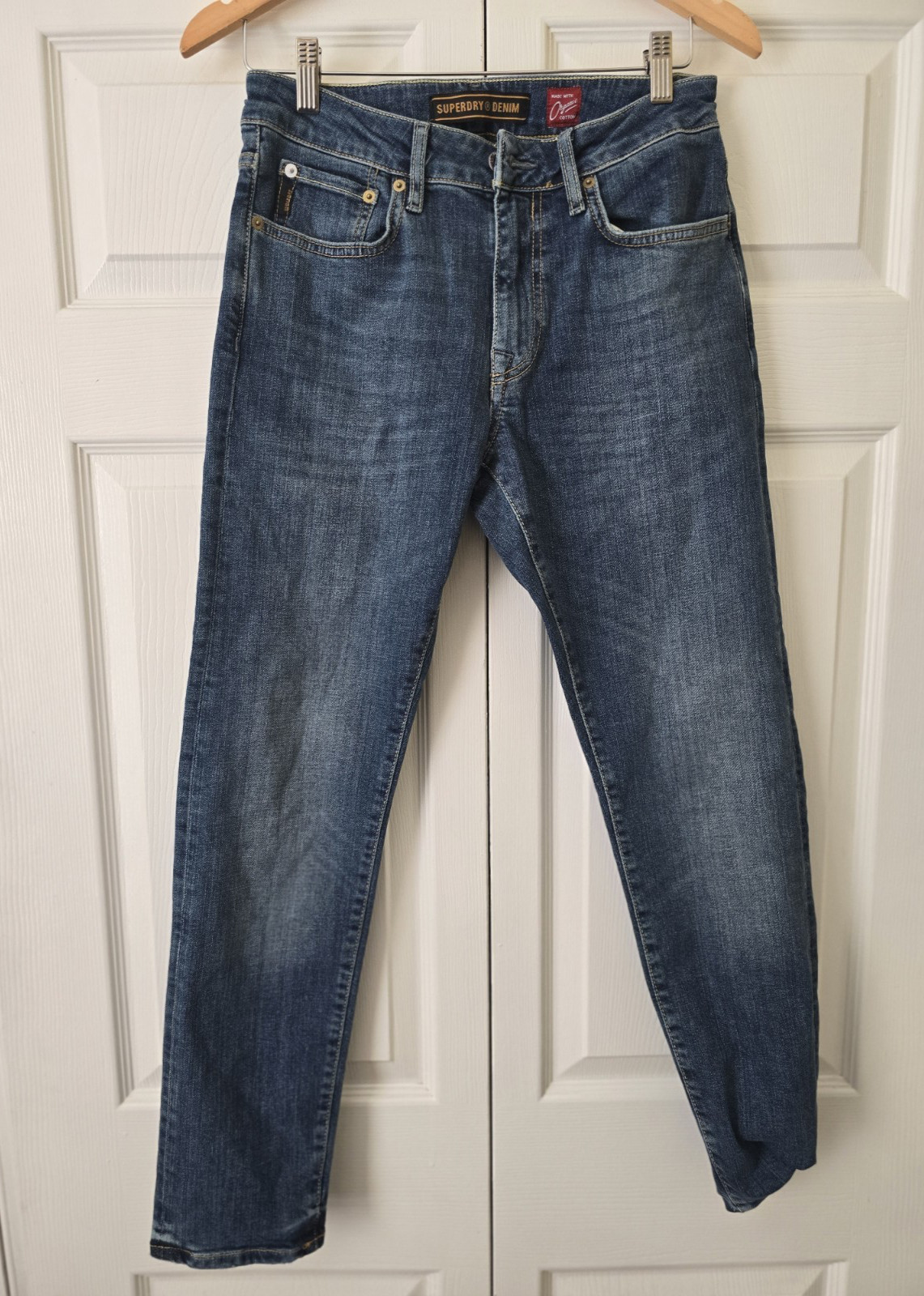 Superdry vintage slim fit blue denim jeans mens size 30/28 new cotton blend
