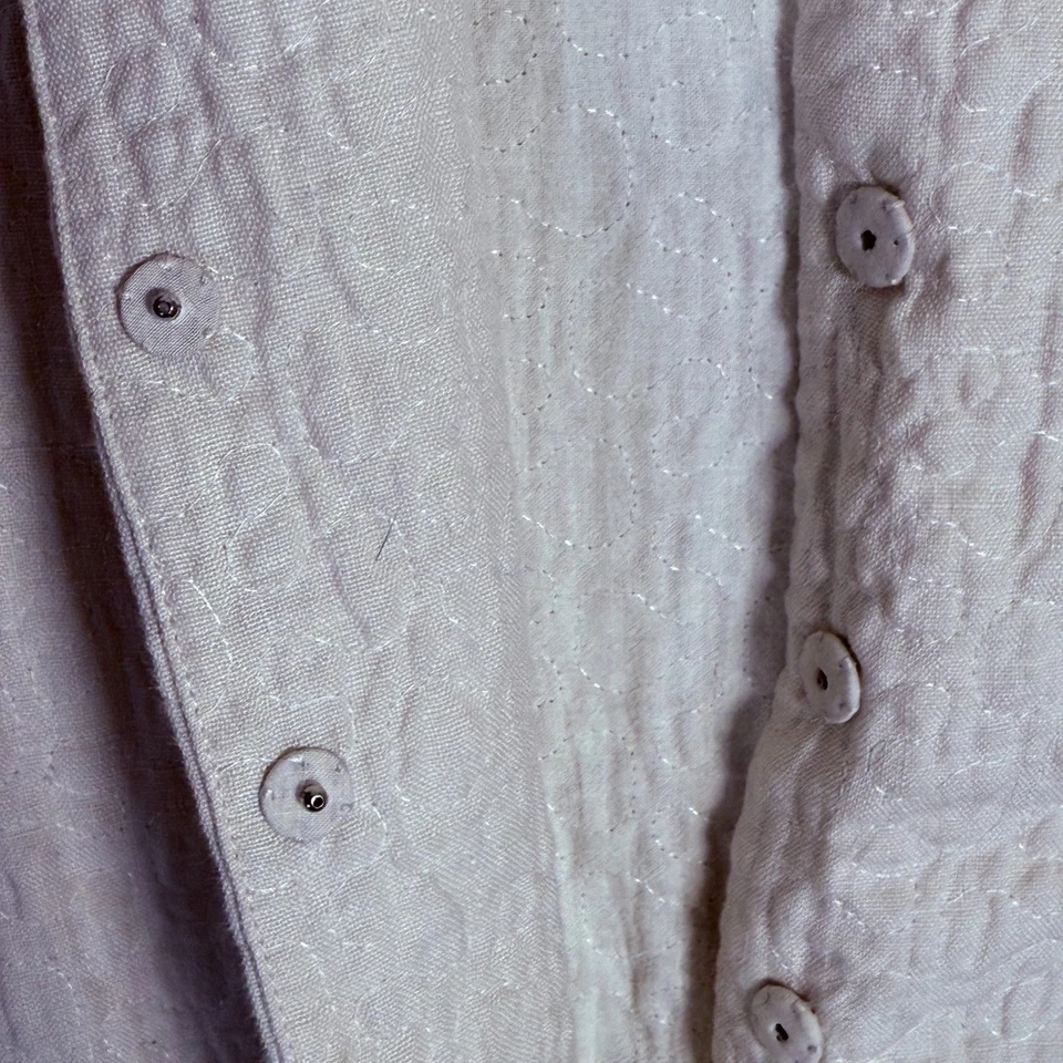 Chaqueta Eileen Fisher Mujer M Crema Lino Italiano + Algodón Bolsillos Botón a Presión Medio Foto 4 de 4