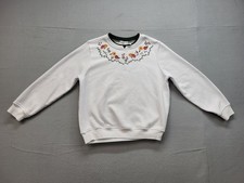 Hasting & Smith Women Sweatshir PM White Floral Embroider Round Neck Long Sleeve