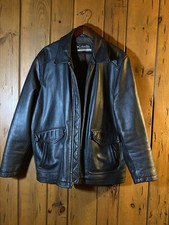 Vintage Columbia Sportswear Men's XL Black Genuine Leather Bomber Jacket Quilted