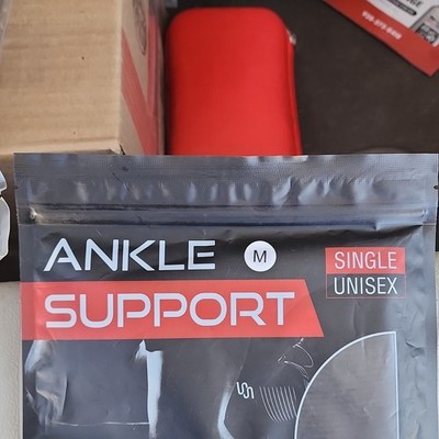 Sleevestars Ankle Support Brace for Plantar Fasciitis, Adjustable, M, Black/Red