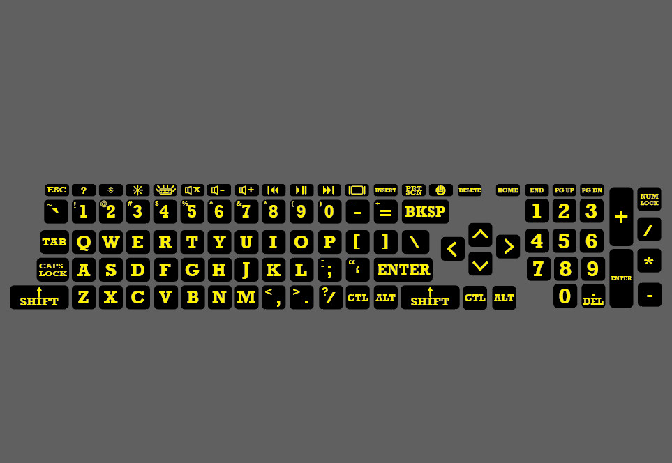 Keyboard Large Bright High Contrast Heavy Duty Decal Sticker