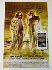 JEFF BRIDGES JOHN GOODMAN signed 12X18 photo THE BIG LEBOWSKI POSTER JSA