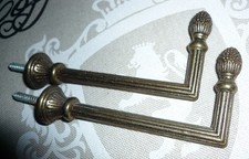 alte Raffhalter Gardinenhalter Vorhanghalter Messing Shabby Ende m. Pinienzapfen