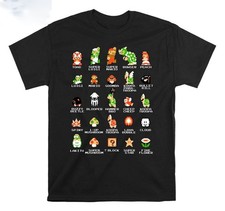 Super Mario All Character List Guide Funny Men Women Unisex Tshirt T shirt 9528