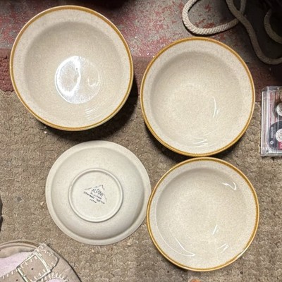 Alpine Mountain Stoneware Collection Dinnerware Bowls Set of 4 Beige Brown Matte