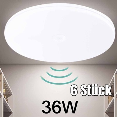 6X 36W LED Deckenlampe mit Bewegungsmelder Sensor Deckenleuchte Flurlampe Lampe