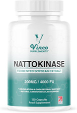 Vinco Nattokinase 200Mg 4000FU ? 120 Capsules ? High Strength Japanese Natto Enz