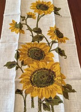 Vintage Sunflower Linen Kitchen Tea Towel   1...
