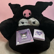 Sanrio Kuromi Plush Cushion Notebook Memo Pad Bundle Kawaii Desk Gift Set