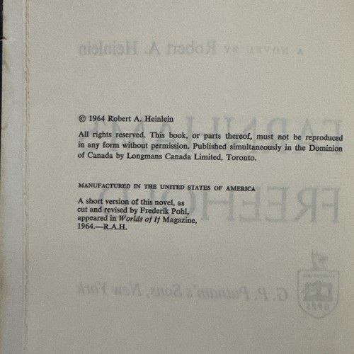 Farnham's Freehold, by Robert A. Heinlein - Putnam HC BCE w/DJ 1964 - Foto 6 di 6