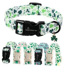 St Patrick's Day Dog Collar, Cute Green Lucky Clover Large St. Patrick-Leaf