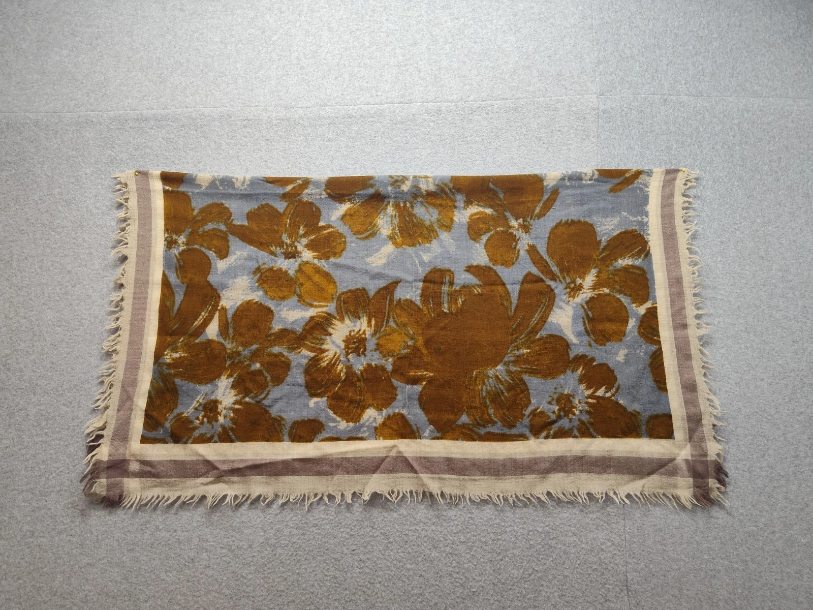 Ese O Ese Women Rectangular Scarf Multicolor Floral Print Raw Hem Multifunction