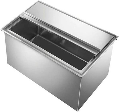 18 in. x 24 in. Stainless Steel Drop-In Ice Bin with Sliding Cover NSF | Drop In