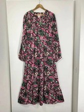 Joanie Bryana Long Dress 22 English Ivy Floral Paisley Print Puff Sleeve Maxi