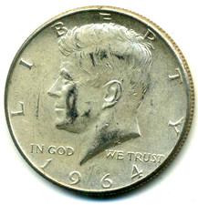 SILVER 1964 P KENNEDY HALF DOLLAR 90% SILVER J.F K NICE SCARCE 50 CENT COIN#6070