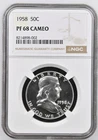 1958 Franklin Half NGC PF68 Cameo Brilliant White PR68 Cameo Frosty