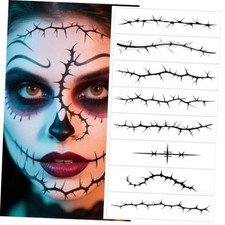 Halloween Body Face Scar Stitch Realistic Temporary Tattoos Sticker Paper