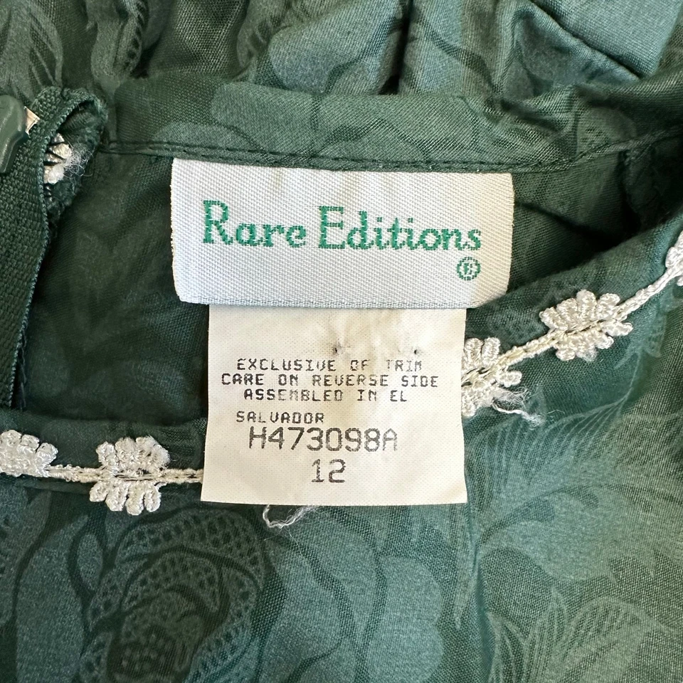 Редкие издания девочек 12 зеленый жаккард кружева платье праздник Рождество винтажный стиль - Изображение 2 из 4