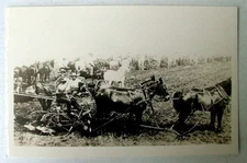 RPPC POSTCARD SEVERAL HORSE TEAMS PULLING OLD PLOWS