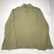 Polo Ralph Lauren Sweater Mens XL Green 1/4 Zip Pullover Quarter Pony Preppy Y2K