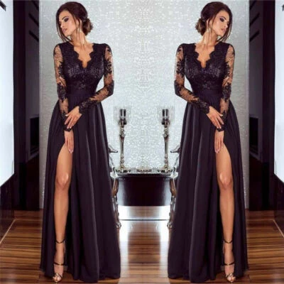 Abendkleid Cluewear Ballkleid Party Kleid Spitze Langarm sofort lieferbar BC465 - Bild 1 von 2