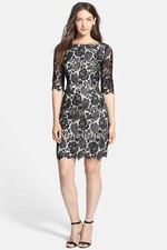 Eliza J EJ4M7593 Lace Sheath Dress SZ  4 Black/Nude