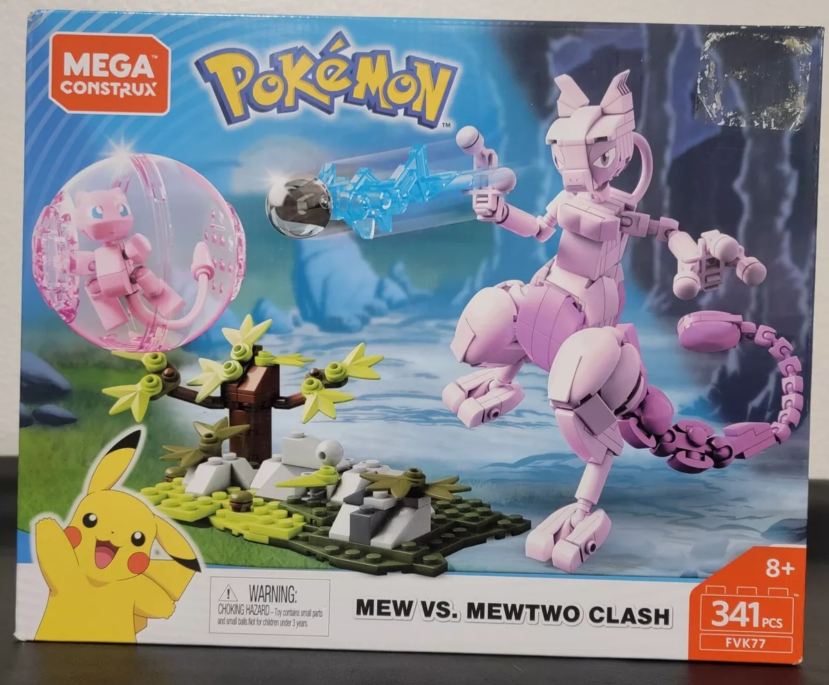  Mega Construx Pokemon Mew vs. Mewtwo Clash Construction Set  with character figures, Building Toys for Kids (341 Pieces) : Toys & Games