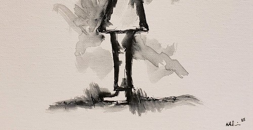 Original Modern Minimal Black And White Figurative Ink Painting By K.A.Davis - Picture 7 of 12