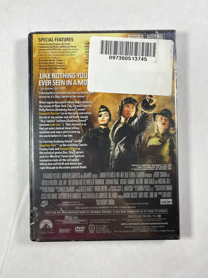 Sky Captain & the World of Tomorrow (DVD, 2005) Jude Law, Gwyneth Paltrow NEW - Image 2 of 2