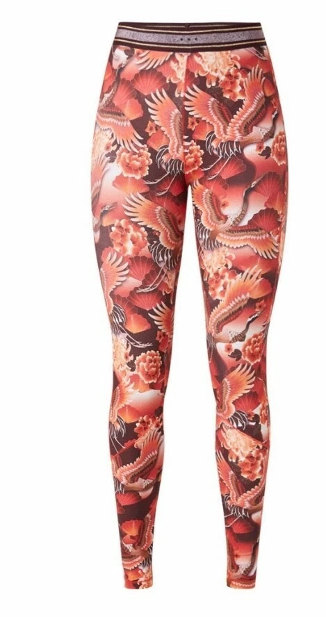 Rituals Womens Size S Red Crane Pattern High waist Yoga pants