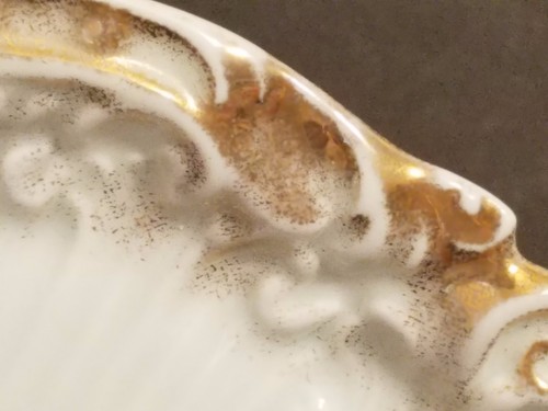 Antique GERMANY GESCHUTZT Decorative Plate Blue Floral Gold Trim 1900-1940 - Picture 8 of 11