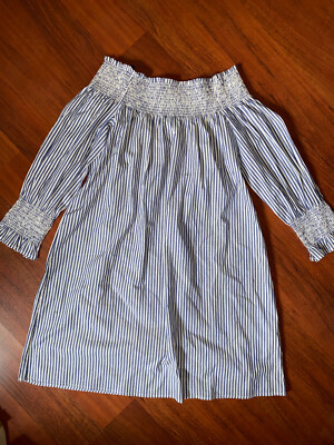striped off the shoulder dress forever 21 Forever 21 Women’s Off The Shoulder Dress SMALL Striped Ruffle 3/4 Sleeves  NWT S