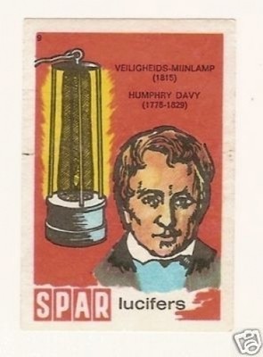 Sir Humphrey Davy . Inventor Vintage Nice Matchbox Label