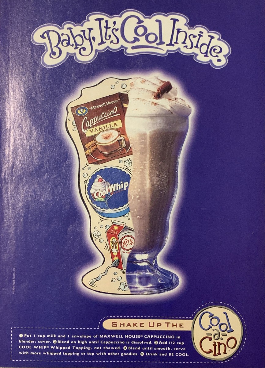 PRINT AD 1996 Maxwell House Instant Cappuccino Milk Cool Whip Cool