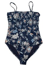 NWT OLD NAVY One Piece Swimsuit LARGE Blue Orange Floral Adjustable Straps