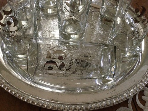 25th Anniversary Silver Trimmed 5 1/2" Sets of 2 - Weighted Highball Glasses - Picture 4 of 6